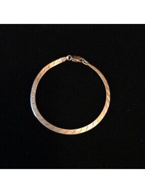 Vintage Sterling Silver 7" Patterned Herringbone Bracelet
